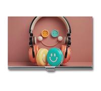 FHESDCW Happy Smiling Face Business Card Holder for Men & Women, Professional Card Case with Buckle Style Shut, Compact And Portable Metal Case for Office Workers, style, One Size, Classic