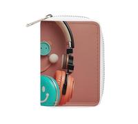 FHESDCW Happy Smiling Face Card Holder for Men Women, Leather Credit Card Holder with 20 Card Slots Small Purse with Zipper