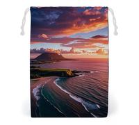 FHESDCW Hawaiian Sunset Drawstring Bag Canvas, Reusable Travel Jewelry Pouches, Washable Storage Bags for Gift, Candy, Cosmetics 20 * 25cm