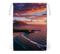 FHESDCW Hawaiian Sunset Drawstring Bag Canvas, Reusable Travel Jewelry Pouches, Washable Storage Bags for Gift, Candy, Cosmetics 12 * 18cm