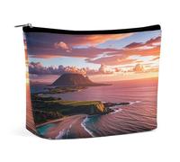 FHESDCW Hawaiian Sunset Makeup Bag for Women PU Leather Waterproof Cosmetic Bag with Zipper Portable Travel Makeup Organizer