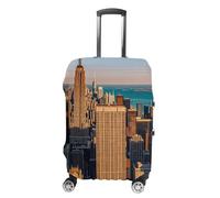 FHESDCW High Rise Buildings Skyscrapers Luggage Covers for Suitcases, Washable Travel Accessories, Anti-Scratch & Dust Protection Suitcase Cover Protector Fits 19-32 Inch Luggage, Style, XL, Classic