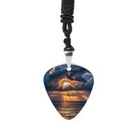 FHESDCW Huge Rain Clouds Guitar Pick Necklace, Titanium Steel Guitar Pick with 23Inch Black Cord, Unique Music Jewelry Gift for Men Women