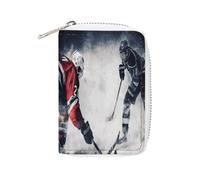 FHESDCW Ice Hockey Art Leather Card Bag Credit Card Holder Zipper Wallet With 20 Card Slots Slim Wallet Debit Card Protector Organizer Case, style, 16x11.5cm