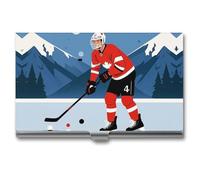 FHESDCW Ice Hockey Player Business Card Holder for Men & Women, Professional Card Case with Buckle Style Shut, Compact And Portable Metal Case for Office Workers, style, One Size, Classic