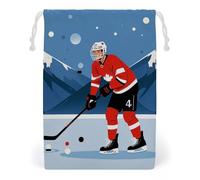 FHESDCW Ice Hockey Player Drawstring Bag Canvas, Reusable Travel Jewelry Pouches, Washable Storage Bags for Gift, Candy, Cosmetics 20 * 25cm