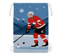 FHESDCW Ice Hockey Player Drawstring Bag Canvas, Reusable Travel Jewelry Pouches, Washable Storage Bags for Gift, Candy, Cosmetics 12 * 18cm