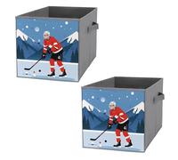 FHESDCW Ice Hockey Player Foldable Storage Box with Handles, Durable Oxford Storage Cubes, 2PCS Collapsible Closet Organizer for Home, Shelf, Office, Travel