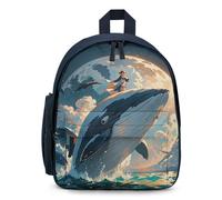FHESDCW Illustration of A Whale Backpack for Men Women, Durable Small Bookbag Lightweight Daypack for Travel, Hiking, Blue-style, One Size, Daypack Backpacks