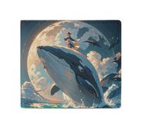 FHESDCW Illustration of A Whale Wallet Elegant Leather Wallets with ID Window & 2 Card Slots, Slim Bifold Wallet for Men Women