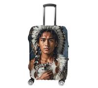 FHESDCW Indigenous People And Wolves Luggage Covers for Suitcases, Washable Travel Accessories, Anti-Scratch & Dust Protection Suitcase Cover Protector Fits 19-32 Inch Luggage, Style, XL, Classic