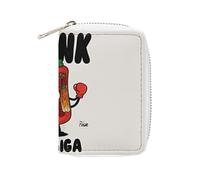 FHESDCW Interesting Boxing Kimchi Cartoon Card Holder for Men Women, Leather Credit Card Holder with 20 Card Slots Small Purse with Zipper