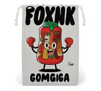 FHESDCW Interesting Boxing Kimchi Cartoon Drawstring Bag Canvas, Reusable Travel Jewelry Pouches, Washable Storage Bags for Gift, Candy, Cosmetics 20 * 25cm