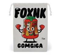 FHESDCW Interesting Boxing Kimchi Cartoon Drawstring Bag Canvas, Reusable Travel Jewelry Pouches, Washable Storage Bags for Gift, Candy, Cosmetics 12 * 18cm
