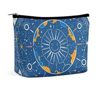 FHESDCW Interesting Sun Face Makeup Bag for Women PU Leather Waterproof Cosmetic Bag with Zipper Portable Travel Makeup Organizer
