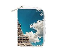 FHESDCW Iron Tower Card Holder for Men Women, Leather Credit Card Holder with 20 Card Slots Small Purse with Zipper