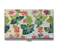 FHESDCW Ivy Leaf Business Card Holder for Men & Women, Professional Card Case with Buckle Style Shut, Compact And Portable Metal Case for Office Workers, style, One Size, Classic