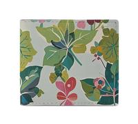 FHESDCW Ivy Leaf Wallet Elegant Leather Wallets with ID Window & 2 Card Slots, Slim Bifold Wallet for Men Women