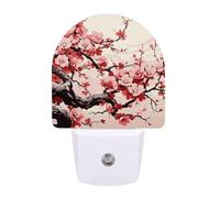 FHESDCW Japanese Floral Cherry Blossom Night Lights Plug Into Wall, LED Nightlights Auto On/Off Dusk to Dawn Sensor, Energy Efficient Night Lamp Soft Glow for Hallway Bedroom Bathroom Kitchen, 0.5W