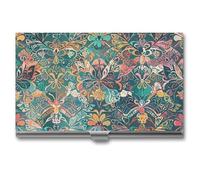 FHESDCW Lace Pattern of Flowers And Butterflies Business Card Holder for Men & Women, Professional Card Case with Buckle Style Shut, Compact And Portable Metal Case for Office Workers, style, One Size