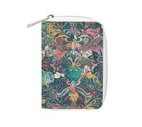 FHESDCW Lace Pattern of Flowers And Butterflies Card Holder for Men Women, Leather Credit Card Holder with 20 Card Slots Small Purse with Zipper