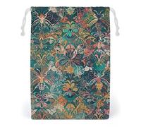 FHESDCW Lace Pattern of Flowers And Butterflies Drawstring Bag Canvas, Reusable Travel Jewelry Pouches, Washable Storage Bags for Gift, Candy, Cosmetics 20 * 25cm