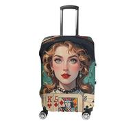 FHESDCW Ladies' Poker Cards Luggage Covers for Suitcases, Washable Travel Accessories, Anti-Scratch & Dust Protection Suitcase Cover Protector Fits 19-32 Inch Luggage, Style, S, Classic