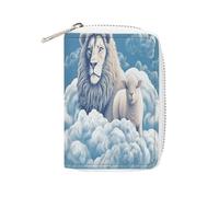 FHESDCW Lamb with A Lion On The Clouds Leather Card Bag Credit Card Holder Zipper Wallet With 20 Card Slots Slim Wallet Debit Card Protector Organizer Case, style, 16x11.5cm