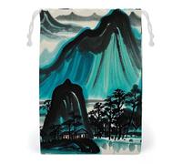 FHESDCW Landscape Patterns Drawstring Bag Canvas, Reusable Travel Jewelry Pouches, Washable Storage Bags for Gift, Candy, Cosmetics 20 * 25cm