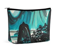 FHESDCW Landscape Patterns Makeup Bag for Women PU Leather Waterproof Cosmetic Bag with Zipper Portable Travel Makeup Organizer