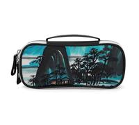 FHESDCW Landscape Patterns Pencil Case with Zipper - Large Capacity, Portable Small Cosmetic Bag for Travel, Vintage PU Leather Pencil Pouch for Women Men