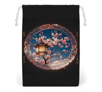 FHESDCW Lantern Round Gorgeous Pattern Drawstring Bag Canvas, Reusable Travel Jewelry Pouches, Washable Storage Bags for Gift, Candy, Cosmetics 12 * 18cm