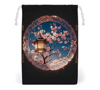 FHESDCW Lantern Round Gorgeous Pattern Drawstring Bag Canvas, Reusable Travel Jewelry Pouches, Washable Storage Bags for Gift, Candy, Cosmetics 20 * 25cm