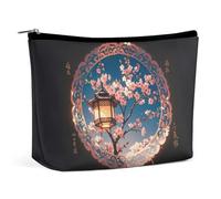 FHESDCW Lantern Round Gorgeous Pattern Makeup Bag for Women PU Leather Waterproof Cosmetic Bag with Zipper Portable Travel Makeup Organizer