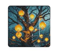 FHESDCW Lanterns Hang from The Trees Picnic Blanket with Zippered Tote Bag, Waterproof Portable Outdoor Blanket, Lightweight Foldable Outdoor Mat for Beach, Camping, Park, 200x200cm