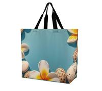 FHESDCW Large Capacity Tote Bag 15.7 Inch, Reusable Grocery Shopping Bag Frame Exotic Floral Pattern Printing Handbag for Beach, Travel