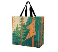 FHESDCW Large Capacity Tote Bag 15.7 Inch, Reusable Grocery Shopping Bag Mountain Fir Forest Handbag for Beach, Travel