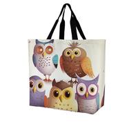 FHESDCW Large Capacity Tote Bag 15.7 Inch, Reusable Grocery Shopping Bag Owls Birds Handbag for Beach, Travel