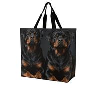 FHESDCW Large Capacity Tote Bag 15.7 Inch, Reusable Grocery Shopping Bag Rottweiler Wallpaper Handbag for Beach, Travel