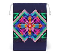 FHESDCW Large Neon Color Pattern Drawstring Bag Canvas, Reusable Travel Jewelry Pouches, Washable Storage Bags for Gift, Candy, Cosmetics 20 * 25cm