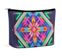FHESDCW Large Neon Color Pattern Makeup Bag for Women PU Leather Waterproof Cosmetic Bag with Zipper Portable Travel Makeup Organizer