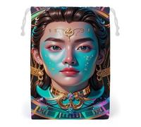 FHESDCW Libra's Interesting Face Drawstring Bag Canvas, Reusable Travel Jewelry Pouches, Washable Storage Bags for Gift, Candy, Cosmetics 12 * 18cm