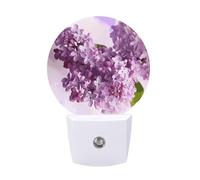 FHESDCW Lilac Flowers Night Lights Plug Into Wall, LED Nightlights Auto On/Off Dusk to Dawn Sensor, Energy Efficient Night Lamp Soft Glow for Hallway Bedroom Bathroom Kitchen, 0.5W