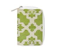 FHESDCW Lime Green And White Leather Card Bag Credit Card Holder Zipper Wallet With 20 Card Slots Slim Wallet Debit Card Protector Organizer Case, style, 16x11.5cm