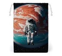 FHESDCW Lonely Astronaut Drawstring Bag Canvas, Reusable Travel Jewelry Pouches, Washable Storage Bags for Gift, Candy, Cosmetics 12 * 18cm