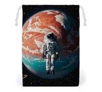 FHESDCW Lonely Astronaut Drawstring Bag Canvas, Reusable Travel Jewelry Pouches, Washable Storage Bags for Gift, Candy, Cosmetics 20 * 25cm