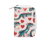 FHESDCW Love Green Dragon Card Holder for Men Women, Leather Credit Card Holder with 20 Card Slots Small Purse with Zipper