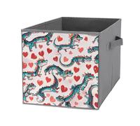 FHESDCW Love Green Dragon Foldable Storage Box with Handles, Durable Oxford Storage Cubes, 1PCS Collapsible Closet Organizer for Home, Shelf, Office, Travel