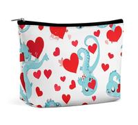 FHESDCW Love Little Dragon Makeup Bag for Women PU Leather Waterproof Cosmetic Bag with Zipper Portable Travel Makeup Organizer
