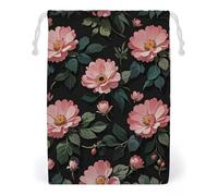 FHESDCW Lovely Flowers Drawstring Bag Canvas, Reusable Travel Jewelry Pouches, Washable Storage Bags for Gift, Candy, Cosmetics 20 * 25cm